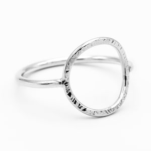 Open Circle Ring | 14k Gold Fill Sterling Silver Karma Eternity Ring Rose Simple O Ring Dainty Thin Delicate Round Minimal Notched Textured