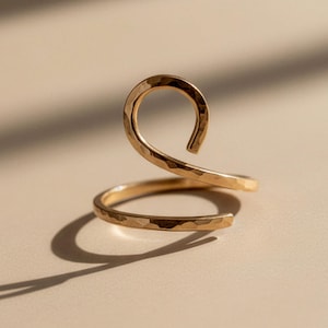 Adjustable 14K Gold Filled Midi Ring – Hand–Hammered
