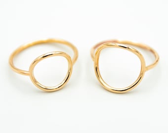 Anillo circular abierto relleno de oro de 14 k – Joyería geométrica minimalista