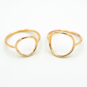 Gold Open Circle Ring | Simple O Ring | Karma Ring | 14k Gold Filled | Dainty Thin Delicate Round Ring | Minimal Geometric | Big Circle Ring