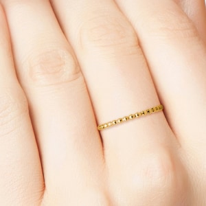 Gold Round Full-Bead Stacking Ring | Medium 1.5mm Wide | Sterling Silver, 14K Yellow or Rose Gold Filled Dot Ring | Beaded Stacking Band