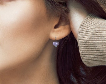 Handmade Amethyst Everyday Earrings – Medium – Sterling Silver
