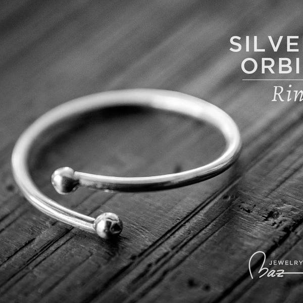 Silver Orbit Ring | Sterling Silver | Silver Wrap Ring | Midi Ring | Lightly Hammered Ring | Delicate Rings | Boho Ring Thin Band Light Ring