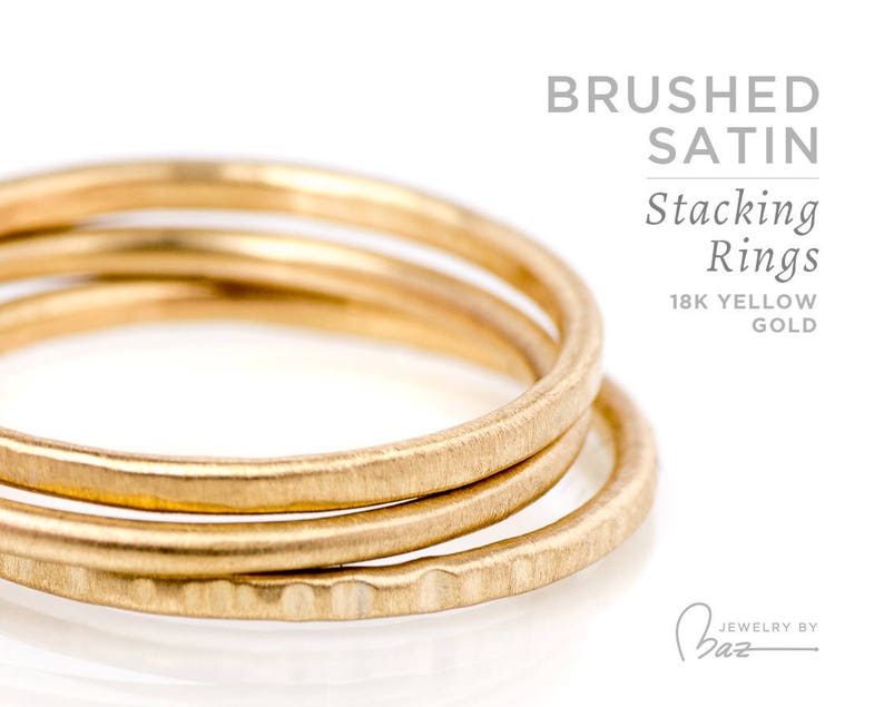 Handmade 14K Gold Stacking Rings Set – Matte Satin Boho Stackers - Etsy