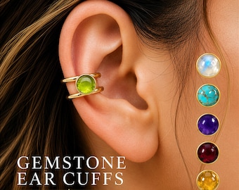 Gemstone Ear Cuff – 14k Solid Gold or Gold Filled– Dainty Minimalist Style