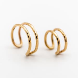 Double Wire Ear Cuff | Dainty Jewelry | 14k Gold Filled or 14k Solid Yellow Gold | Gifts for Her | Modern Minimal Earcuff Cartilage Earring