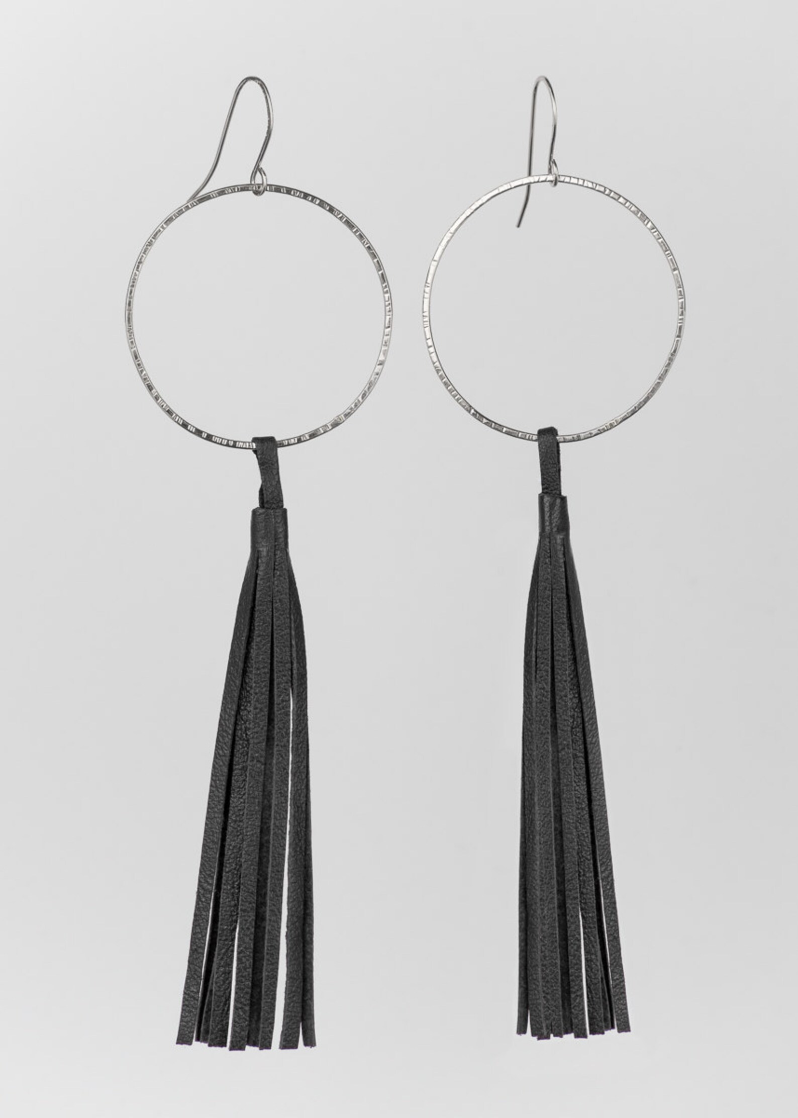 Leather Tassel Hoop Earrings 14k Gold Filled Earrings Hand Etsy