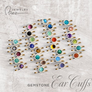 Gemstone Ear Cuffs | 14k Gold Filled or 14k Solid Gold | Birthstone | Amethyst Labradorite Opal Lapis Peridot Moonstone | Dainty Minimalist