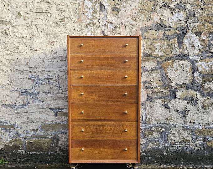 Vintage G Plan Chest Of Drawers Brandon Range- Oak Seven Drawers Mid Century Vintage Furniture Tallboy