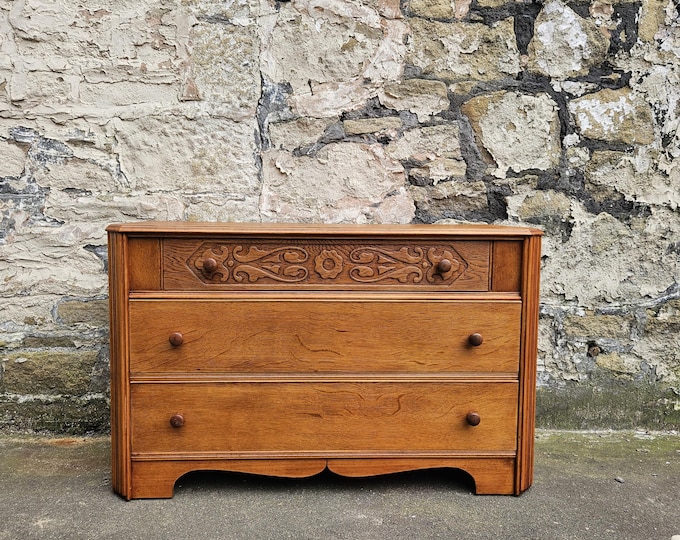 Vintage Chest Of Drawers Austinsuite Oak Tallboy Cabinet Three Drawer Vintage Furniture
