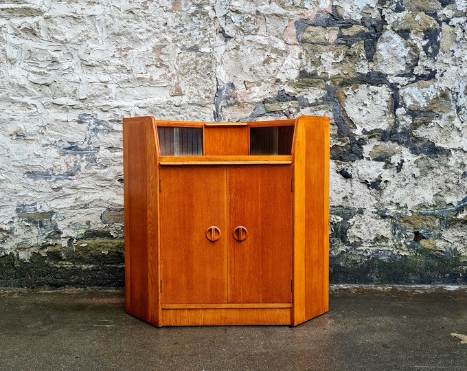 Vintage Dressing Table Bureau Oak Tallboy Cupboard Cabinet Mid Century Retro Antique Furniture Chest Tall Large Bedroom  Furniture