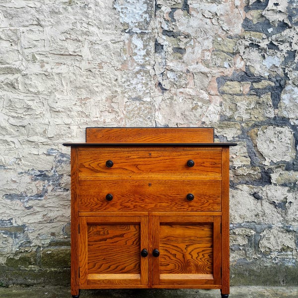 Vintage Chest Of Drawers Oak Tallboy Cabinet Cupboard Mid Century Retro Furniture Bedroom Utility Antique Two Drawer Bedroom Highly Detailed