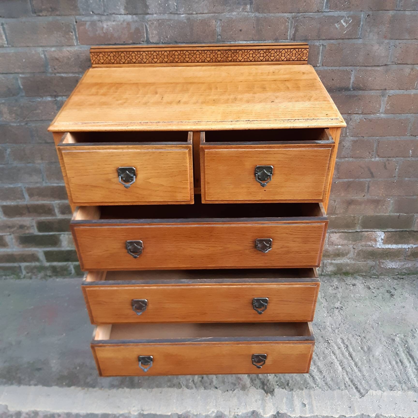 Arts And Crafts Chest Of Drawers Tallboy Vintage Furniture Bedroom Tall Large Antique