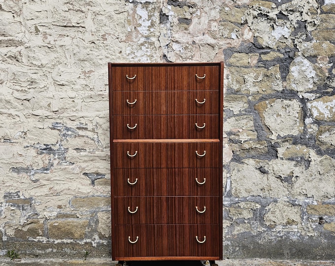 G Plan Librenza Chest of Drawers: Mid-Century Modern Tallboy, 1950s Vintage