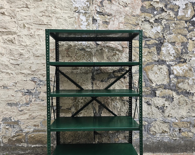 Mid Century Industrial 5 Shelving Unit Bookcase Storage In Green
