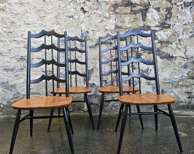 Ercol Batwing Dining Chairs, Set of 4, Model 496, Mid-Century Modern