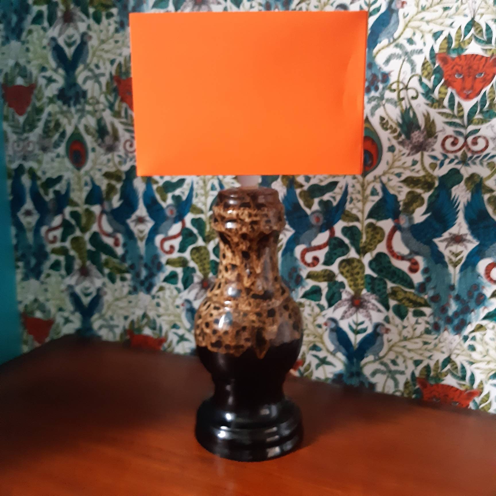 Studio Pottery Mid Century Modern Lamp 1970's Orange | Etsy