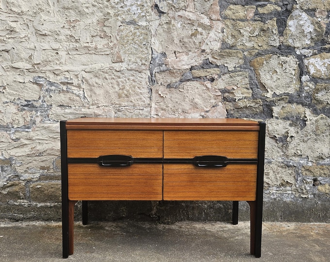 Mid Century Sideboard Chest Of Drawers In Beech And Ebony Vintage Retro Furniture