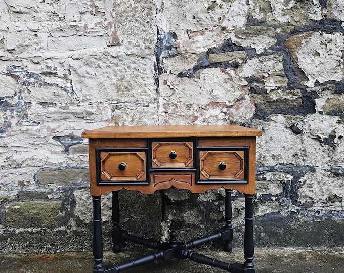Vintage Oak Tallboy Chest of Drawers: Mid-Century Modern Antique Furniture Bedroom Storage Three Drawer
