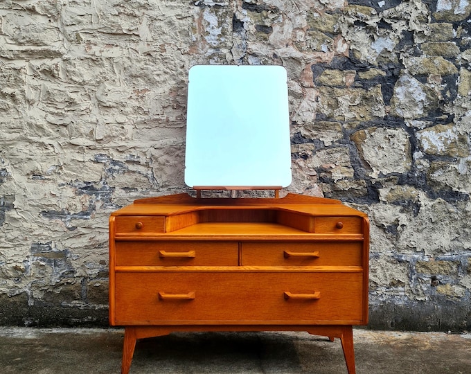 G Plan Dressing Table Chest Of Drawers Desk Tallboy Cabinet Oak Mid Century Modern Vintage Retro Furniture Five Drawers Office Bedroom