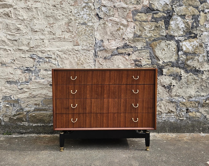 Vintage G Plan Chest Of Drawers Librenza Range: Mid-Century Modern Four-Drawer Tallboy Cabinet