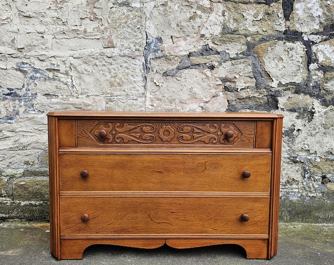 Vintage Chest Of Drawers Austinsuite Oak Tallboy Cabinet Three Drawer Vintage Furniture