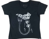 Orenda Oshun Skeleton Mermaid Festival Boxy Tee Screen Printed Original Art