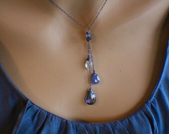Lapis Lazuli Lariat Tanzanite Lariat Tourmaline Rose Quartz Necklace Healing Necklace Boho Necklace Gold Leaf Necklace Behemian Gift For Her