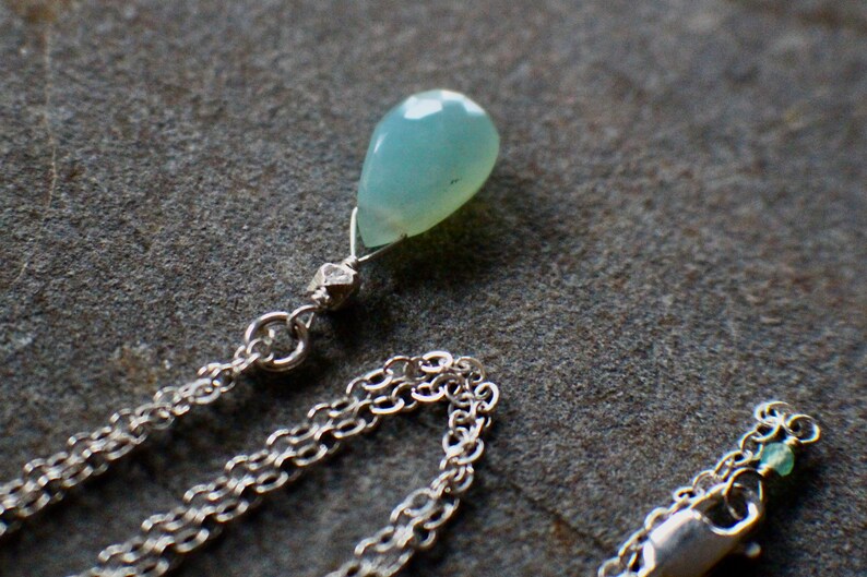 October Birthstone Necklace Handmade Minimalist Necklace GENUINE AAA Peruvian Blue Opal Gemstone Necklace