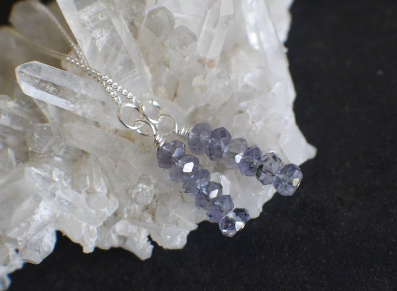 Iolite Earrings Sterling Silver Threader Earrings Gemstone Earrings Iolite Gemstones Chain Earrings Iolite Threader Earrings
