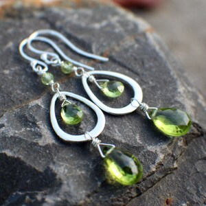 Peridot Gemstone Earrings, Natural AAA Peridot, Green Gemstone Earrings, Sterling Silver Earrings, August Birthstone Earrings