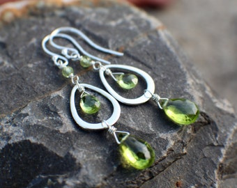 Peridot Gemstone Earrings, Natural AAA Peridot, Green Gemstone Earrings, Sterling Silver Earrings, August Birthstone Earrings