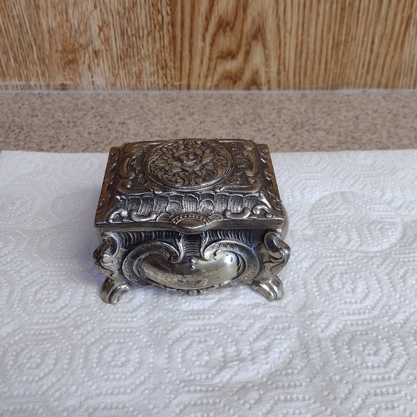 Vintage 1960's Silver Plated Small Jewelry Box