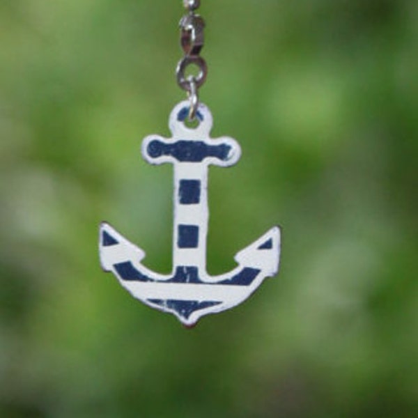 Bestseller - Blue Striped Anchor - Fan Pull or Car Charm. Coastal Home Decor