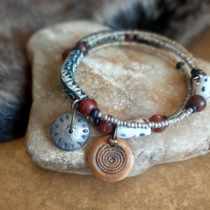 Primitive charm bracelet, brown shamanic bracelet
