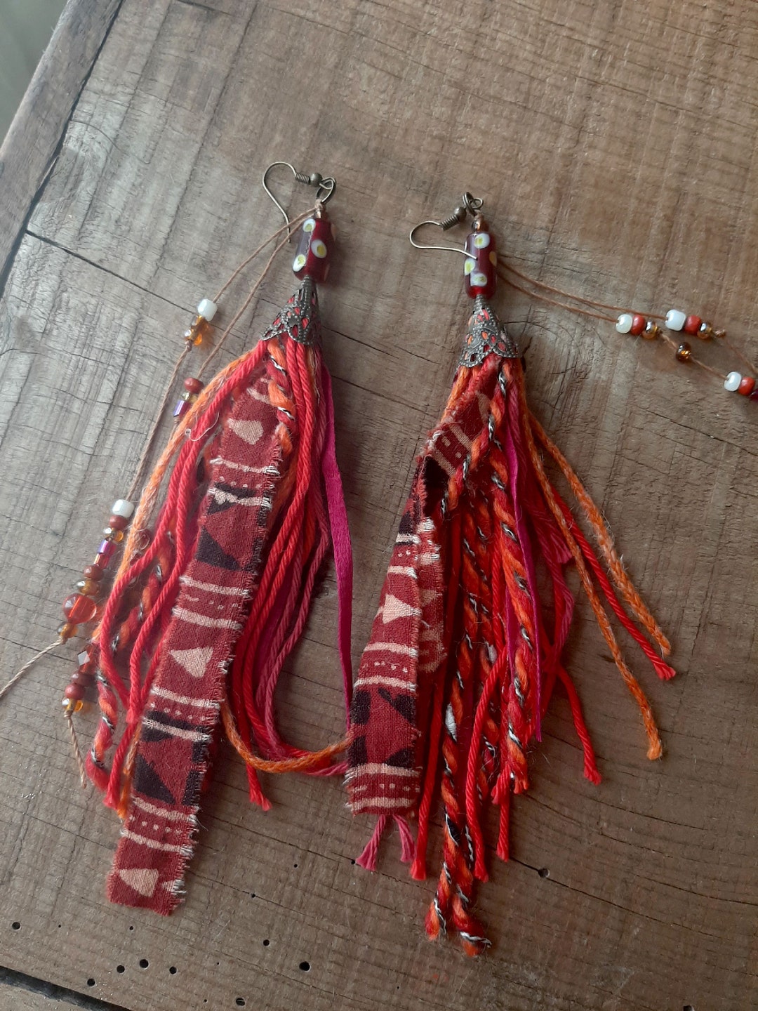 floweragrant Femmes Argent Boucles D'Oreilles, Antiques Boho D'Oreilles Pendantes Pour Indiennes Rouges Creuses Anniversaire Tassel Accessoires D'Ore