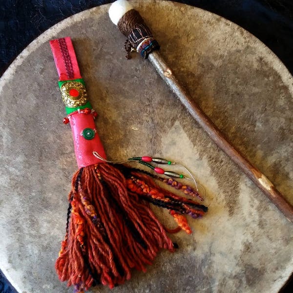 Red and Green Personal Totem/ Vibration Amplifier, shamanism, shamanic drum accessory, talisman, energy key