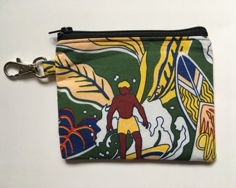Surf Hawaiian Turtle Honu Unisex Canvas Coin Purse Wallet Coin Purse Canvas Zipper Wallet
