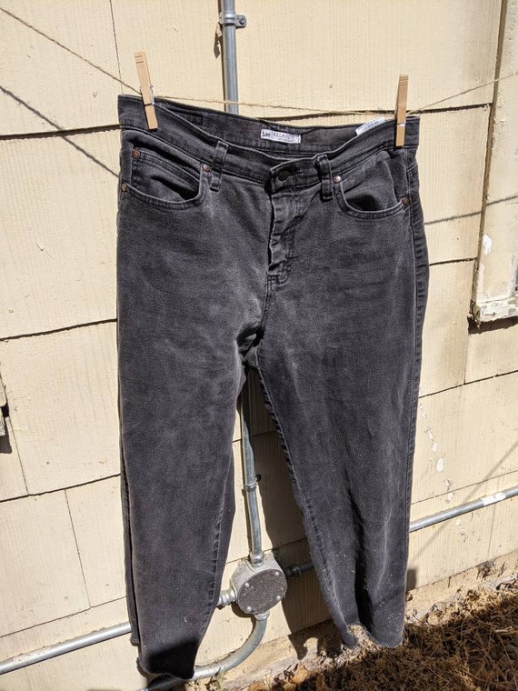 Vintage Black Mom Jeans w/ Fringed Hem