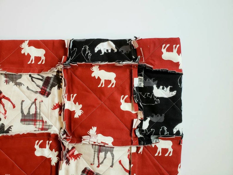Woodland Themed Remnants Rag Quilt Moose Deer Black Bears