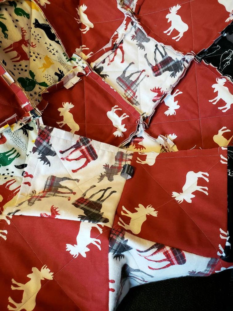 Woodland Themed Remnants Rag Quilt Moose Deer Black Bears