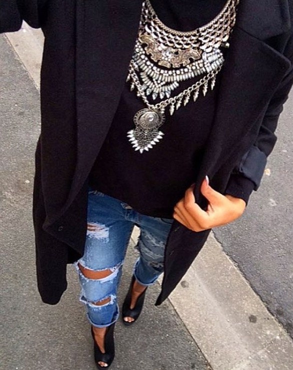 Mesmerising DAINA Oversized Silver -  Plated Bohemian Statement Necklace/Bohemian Necklace