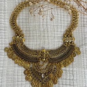 Tribal Bohemian ZENDAYA Oversized statement necklace Gold