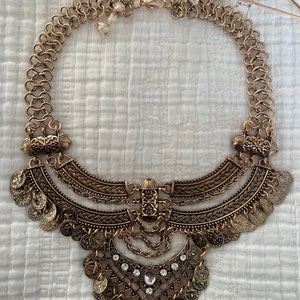 Tribal Bohemian ZENDAYA Oversized statement necklace Rose gold