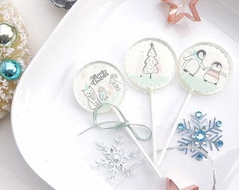 New! Christmas Lollipops - Holiday Lollipops - Christmas stocking-  Christmas Gift - Holiday Favors  - Lollipops -Set of 6