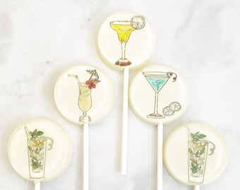 Party Favor Lollipops - Cocktail Favor Lollipop - Candy Lollipop  - Wedding Favor Lollipop - Party supplies - Party Candy Favor - Set of 6