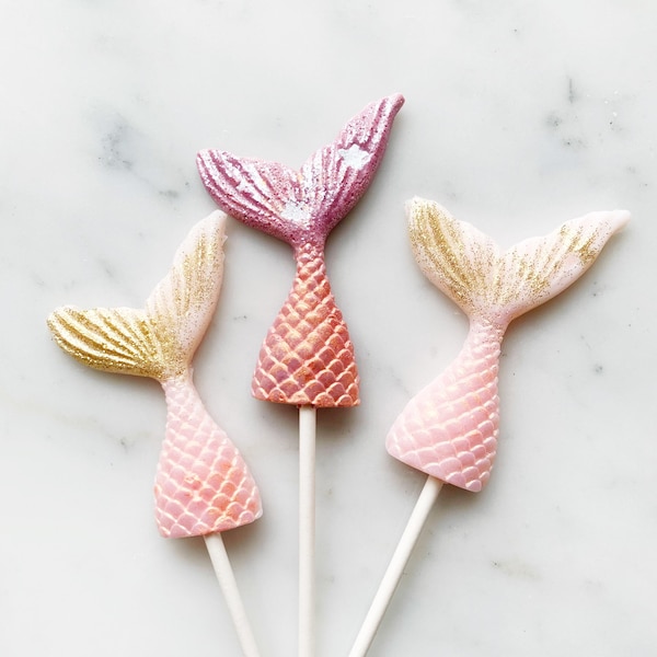 Mermaid Lollipops - Mermaid Tail Lollipops - Mermaid Party Favors - Mermaid Gifts - Mermaid Party - Little Mermaid Party - Lollilollies - 6