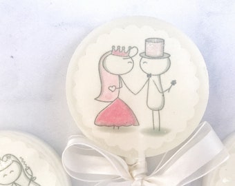 Sucette faveur de mariage - mariage faveur Lollipop - mariée et le marié - Unique faveur de mariage pour les invités - Couple douche de mariage - Set de 6