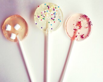 50 lollipops set different flavors - Marshmallow, Roses  & Cake -  Party Favors - Wedding Favors - Baby Shower Favors  - Lollipop Favors