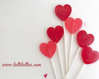 Red Hearts Lollipops - Red Valentine Lollipop - Red Wedding Favor - Hearts Lollipops - Heart Favor - Heart Candy - Set of 10